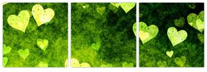 Zelená srdiečka - obraz do bytu (Obraz 90x30cm)