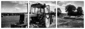 Čiernobiely obraz traktora (Obraz 90x30cm)
