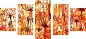 5-dielny obraz púpava v oranžových odtieňoch - 100x50