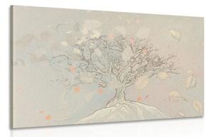 Obraz kreslený jesenný strom - 120x80