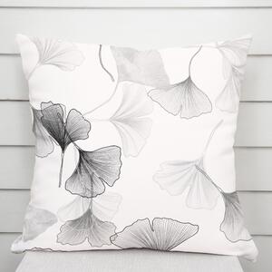 Biante Bavlnená obliečka na vankúš Sandra SA-512 Sivo-biele ginkgo listy na bielom 30 x 50 cm