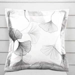 Biante Bavlnená obliečka na vankúš s lemom Sandra SA-512 Sivo-biele ginkgo listy na bielom 30 x 50 cm