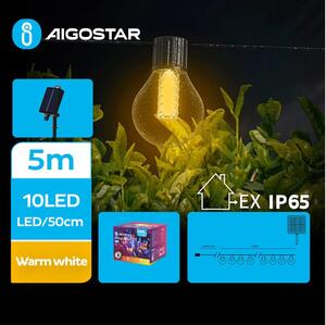 Aigostar B.V. Aigostar - LED Solární dekoračná reťaz 10xLED/8 funkcií 5,5m IP65 teplá biela AI0958 + záruka 3 roky zadarmo