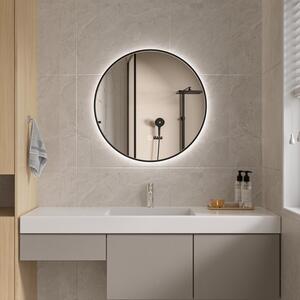 Erga Emma, okrúhle LED zrkadlo 50cm, čierny kovový rám, 1150 lm, 6500K, zadné osvetlenie, ERG-V01-201-5050-BK
