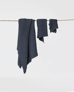 Magic Linen Tmavosivá sada vaflových uterákov (3 ks)