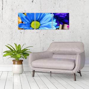 Modrá chryzantéma - obrazy (Obraz 90x30cm)