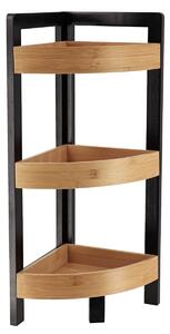 Polička do kúpeľne Black Bamboo 3, čierna/s drevenými prvkami