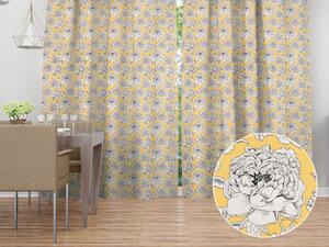 Biante Bavlnený záves Sandra SA-510 Pivonky na žltom 150x140 cm
