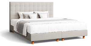 Čalúnená posteľ Garland Boxspring Elite, Wooden Oak, Prato Cream, 180x200 cm