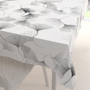 Biante Bavlnený obdĺžnikový obrus Sandra SA-512 Sivo-biele ginkgo listy na bielom 50x100 cm