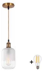 BRILAGI - LED luster na lanku RETRO GLASS 1xE27/60W/230V pr. 14 cm zlatá/biela
