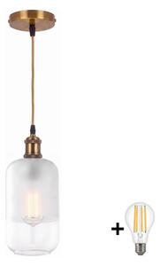 BRILAGI - LED závesné svietidlo na lankách RETRO GLASS 1xE27/60W/230V pr. 14 cm zlatá/biela