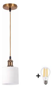 BRILAGI - LED luster na lanku RETRO GLASS 1xE27/60W/230V priemer 10 cm zlatá/biela