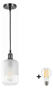 BRILAGI - LED Luster na lanku RETRO GLASS 1xE27/60W/230V priemer 14 cm čierna/biela