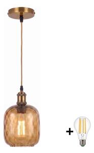 BRILAGI - LED luster na lane RETRO GLASS 1xE27/60W/230V pr.14 cm zlatá/dymová hnedá