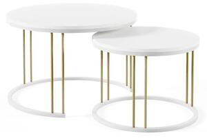 Sada konferenčných stolíkov ROBI | zlatá podstava / marmur bianco