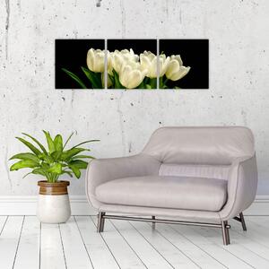 Biele tulipány - obraz (Obraz 90x30cm)