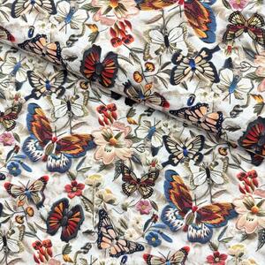 Metráž Bavlna digital - Motýle na béžovom