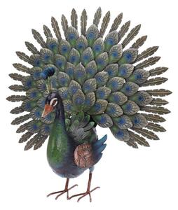 ProGarden Záhradná kovová figúrka Peacock, 63x65 cm, viacfarebná