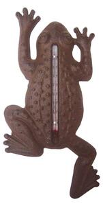 Esschert Design Nástenný teplomer Frog, 23,5x12 cm, liatina, hnedá