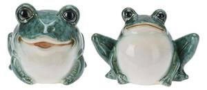 ProGarden Záhradná keramická figúrka Frogs, sada 2ks, 9x12,5 cm, zelená