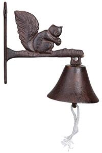 Esschert Design Záhradný zvonček Squirrel, 19x9,5 cm, liatina, hnedá