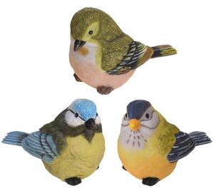 ProGarden Záhradná figúrka z polystonu Birds, sada 3ks, 9 cm, viacfarebná