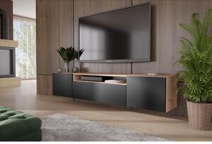 Závesný televízny stolík RTV Leo Dub artisan-čierna 180 cm