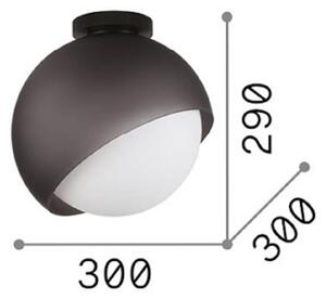 Stropné svietidlo IDEAL LUX Bloom, Ø 30 cm, čierne, kov/sklo, Čierna, Obývacia izba / jedáleň, kov, Moderný, Stropné svetlo polkruhové s priestorom