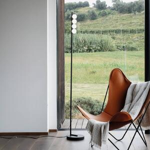 LED stojacia lampa IDEAL LUX Binomio, čierna, 155 cm, kovová, 4-pl., Čierna, Obývacia izba / jedáleň, kov, Moderný