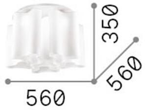 Stropné svietidlo IDEAL LUX Compo, Ø 56 cm, biele, kov/sklo, 6-pl., Biela / opálová, Obývacia izba / jedáleň, Sklo, Závesné svietidlo