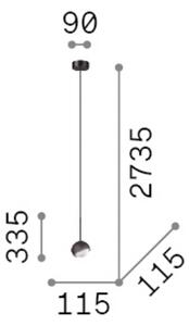 Závesné svietidlo IDEAL LUX Bloom, Ø 12 cm, mosadz, kov/sklo, Mosadz / zlato, Obývacia izba / jedáleň, kov, Moderný, Závesné svietidlo