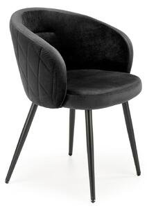 Halmar K430 stolička jedálenská, látka velvet čierna/nohy kov čierne