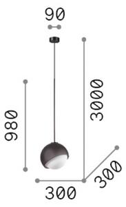 Závesné svietidlo IDEAL LUX Bloom, Ø 30 cm, mosadz, kov/sklo, Mosadz / zlato, Obývacia izba / jedáleň, kov, Moderný, Závesné svietidlo