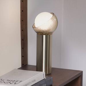 Stolová lampa IDEAL LUX Bloom, mosadz/jantár, výška 27 cm, Mosadz / zlato, Obývacia izba / jedáleň, kov, Moderný, Stojacie svietidlo