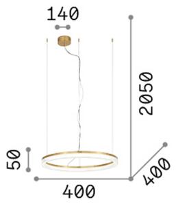 LED závesné svietidlo IDEAL LUX Crown, priemer 40 cm, mosadz, kov, Mosadz / zlato, Obývacia izba / jedáleň, kov, Moderný, Závesné svietidlo