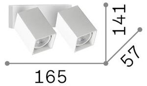 Nástenný svietidlo IDEAL LUX Dynamite Square, biele, 16,5 cm, 2-pl., Biela / opálová, Obývacia izba / jedáleň, kov, Moderný, Nástenné bodové svietidlo