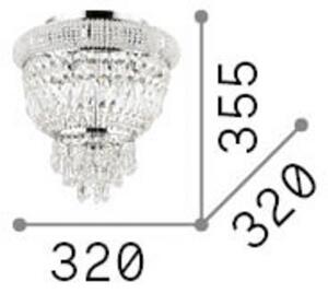 Stropné svietidlo IDEAL LUX Dubai, chróm/číre, Ø 32 cm, krištáľ, Chrómová / strieborná, Obývacia izba / jedáleň, kov, Závesné svietidlo
