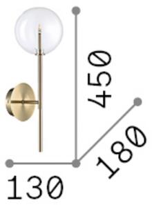 Nástenné svetlo IDEAL LUX Equinoxe, chróm/číra, výška 45 cm, Chrómová / strieborná, Obývacia izba / jedáleň, kov, Nástenné svietidlo