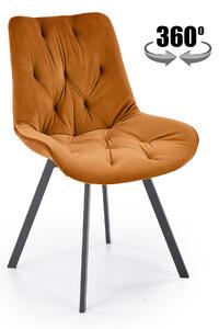 Halmar K519 jedálenská stolička, otáčacia, látka velvet, škoricová