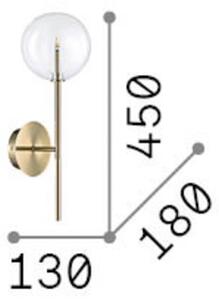 Nástenné svetlo IDEAL LUX Equinoxe, chróm/dymovo šedá, výška 45 cm, Chrómová / strieborná, Obývacia izba / jedáleň, kov, Nástenné svietidlo