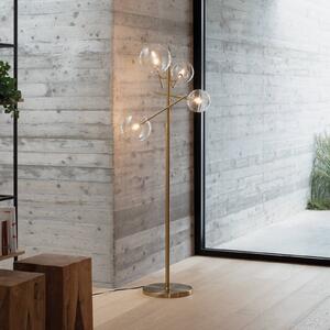 Stojacia lampa IDEAL LUX Equinoxe, mosadz/číra, výška 166 cm, Mosadz / zlato, Obývacia izba / jedáleň, kov