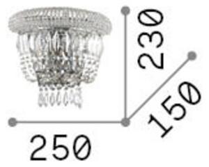 Nástenné svetlo IDEAL LUX Dubai, mosadz/číra, šírka 25 cm, krištáľ, Mosadz / zlato, Obývacia izba / jedáleň, kov