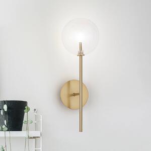 Nástenné svetlo IDEAL LUX Equinoxe, mosadz/číra, výška 45 cm, Mosadz / zlato, Obývacia izba / jedáleň, kov, Nástenné svietidlo