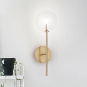 Nástenné svetlo IDEAL LUX Equinoxe, mosadz/jantár, výška 45 cm, Mosadz / zlato, Obývacia izba / jedáleň, kov, Nástenné svietidlo