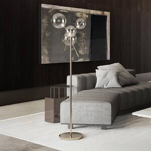 Stojacia lampa IDEAL LUX Equinoxe, chróm/dymovo šedá, výška 166 cm, Chrómová / strieborná, Obývacia izba / jedáleň, kov