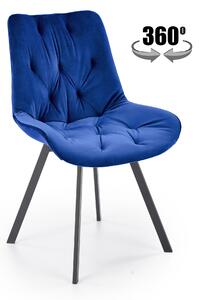 Halmar K519 jedálenská stolička, otáčacia, látka velvet, modrá
