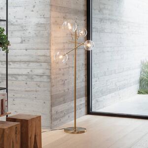 Stojacia lampa IDEAL LUX Equinoxe, mosadz/jantár, výška 166 cm, Mosadz / zlato, Obývacia izba / jedáleň, kov