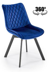 Halmar K520 jedálenská stolička, otáčacia, látka velvet, modrá