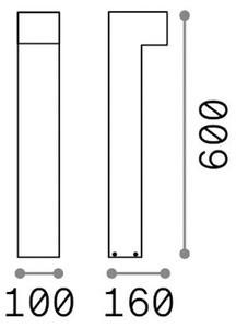 Chodníkové LED svetlo IDEAL LUX Sirio, čierne, výška 60 cm, kovové, Čierna, Hliník, Moderný, Osvetlenie príjazdovej cesty